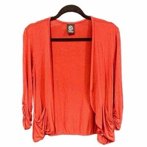 Bobeau Burnt Orange Open Cardigan